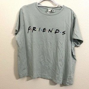 H&M x Wb Friends Womens Shirt Size XL Graphic Spellout Short Sleeve